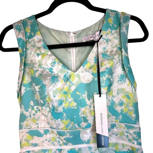 NWT Roksanda Ilincic Aqua Floral Sheath Dress - Size 8 - Picture 10 of 16